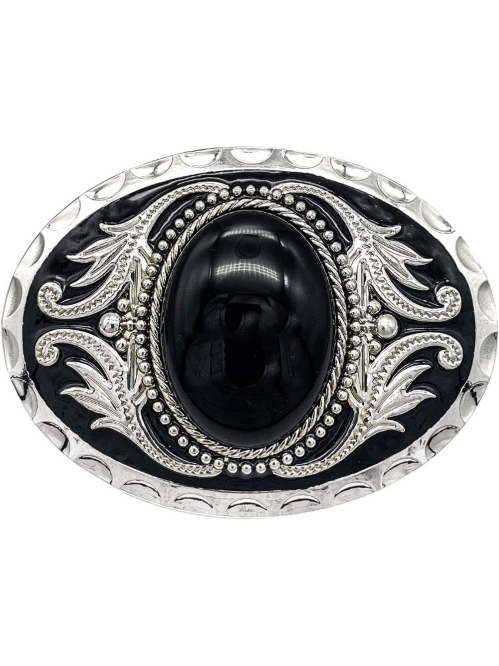 Unisex B-black Vintage American Western Cowboy Turquoise Stone Belt Buckle
